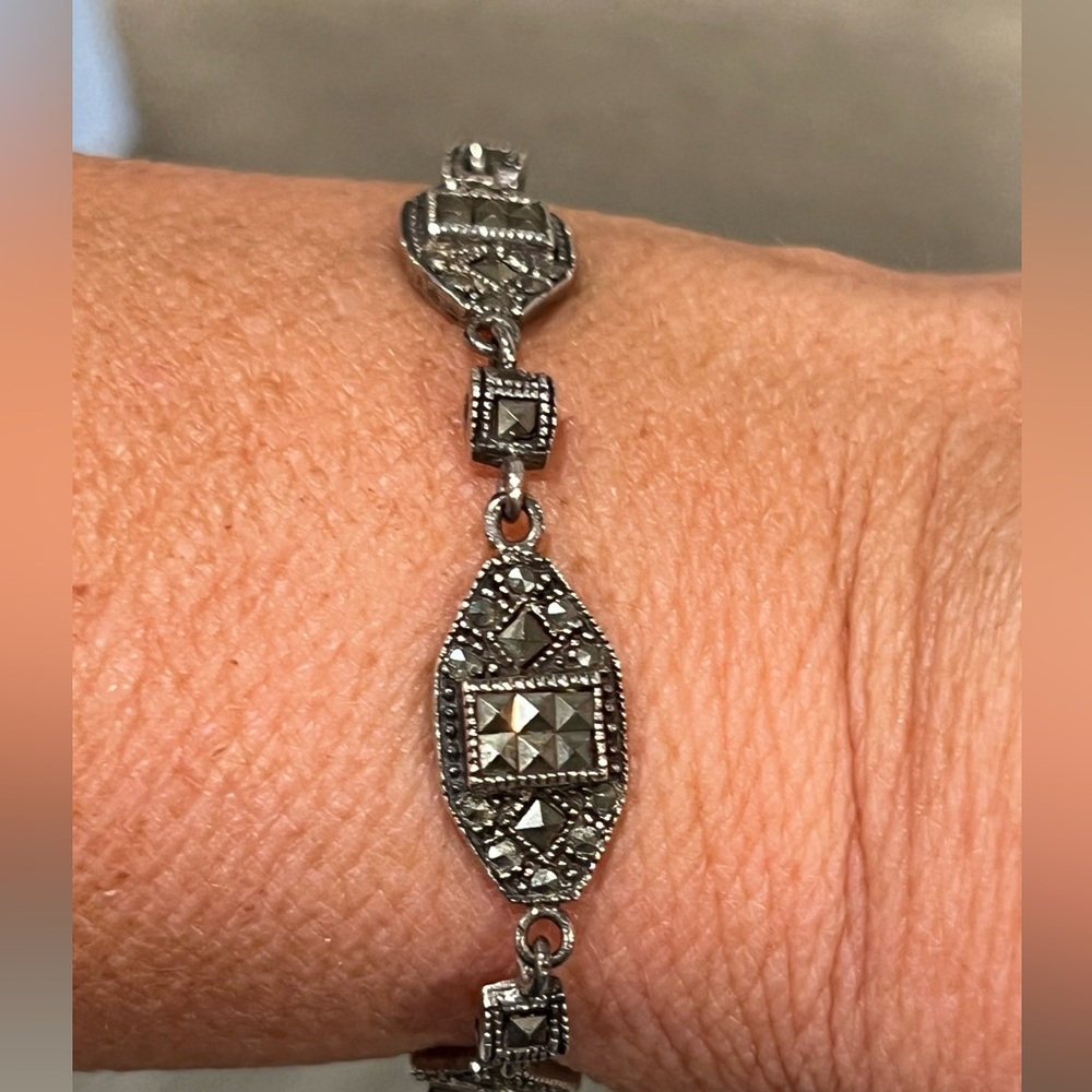925 Silver Geometric marcasite Bracelet